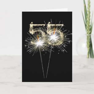 55th Birthday Sparklers on Black Card