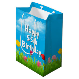 55th Birthday Tulips Medium Gift Bag