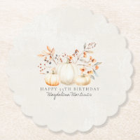55th Birthday White Pumpkin Fall Leaves Custom
