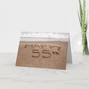 55th Birthday Writing in the Sand on Beach Card