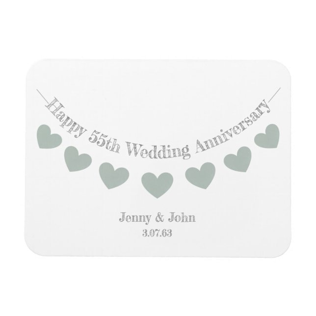 55th Emerald wedding anniversary bunting gift Magnet (Horizontal)