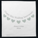 55th Emerald wedding anniversary bunting Napkin<br><div class="desc">White 55th emerald wedding anniversary personalized napkin with modern green bunting design.
Perfect for couples who are celebrating fifty-five years of marriage.
The names of the husband and wife,  as well as their wedding date can be customized.
Matching party placecards are also available in this design.</div>