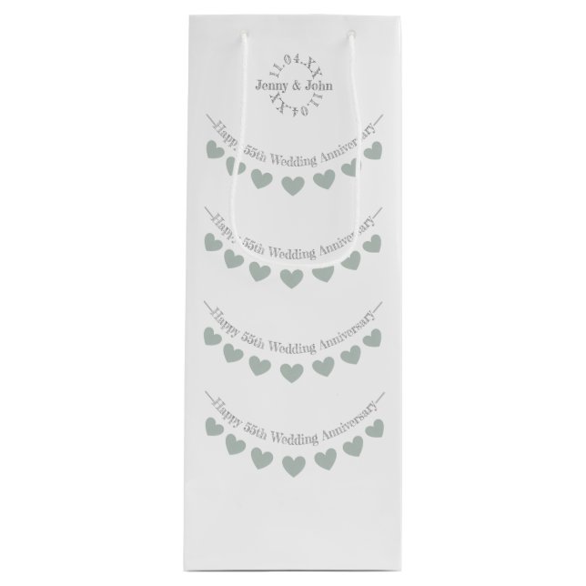 55th Emerald wedding anniversary bunting Wine Gift Bag (Front)