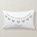 55th Emerald Wedding Anniversary cushion<br><div class="desc">Personalized 55th Emerald Wedding Anniversary cushion. Decorated with green heart bunting. The cushion has space for the names of the husband and wife, as well as their marriage date. All text can be customized by using the personalize button, including to use for different anniversaries. Matching cards and gift bags are...</div>