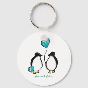 55th emerald wedding anniversary penguin gift key key ring