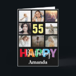 55th Happy Birthday Photo Collage Modern Black Card<br><div class="desc">55th Happy Birthday Photo Collage Modern Black Card with personalised name. For further customisation,  please click the "Customise it" button and use our design tool to modify this template.</div>