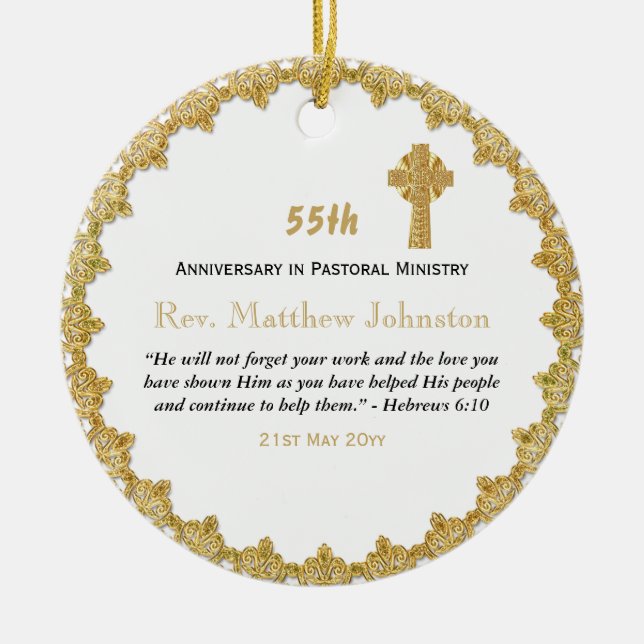 55th Ordination Anniversary Personalized Scripture Ceramic Tree Decoration (Front)