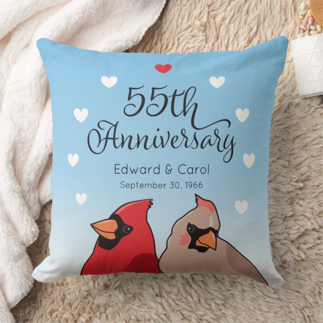 55th Wedding Anniversary, Cardinal Pair Cushion (Blanket)