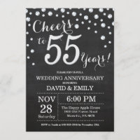 55th Wedding Anniversary Chalkboard Black Silver