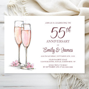 55th Wedding Anniversary Champagne Invitation