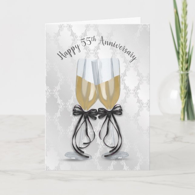 55th Wedding Anniversary Champagne Toast Card (Front)