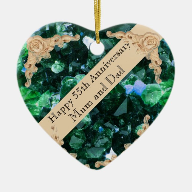 55th Wedding Anniversary Emerald   Ceramic Tree Decoration (Front)