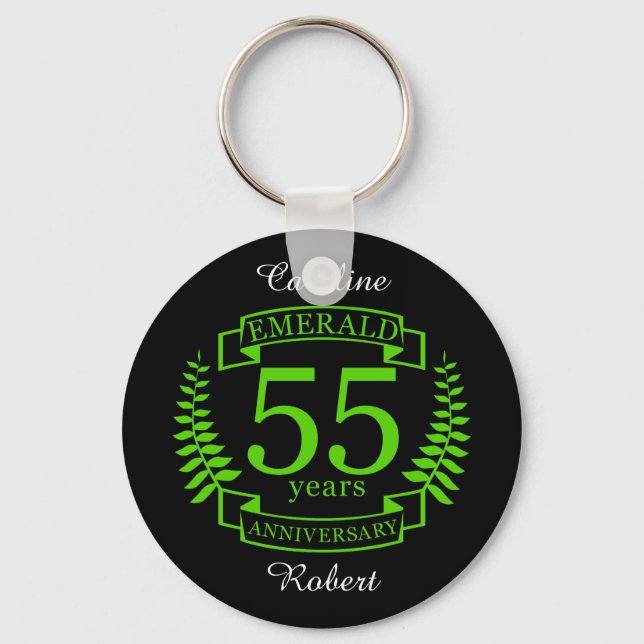 55th Wedding ANNIVERSARY EMERALD Key Ring (Front)