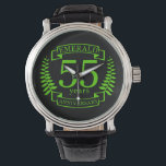55th Wedding ANNIVERSARY EMERALD Watch<br><div class="desc">A design to celebrate your FIFTY FIFTH year of marriage. EMERALD is the traditional gift for this occasion. The text reads EMERALD 55 year anniversary. A romantic design to celebrate your 55th year of marriage. If you would like any help customising this design please contact me, there is an ask...</div>