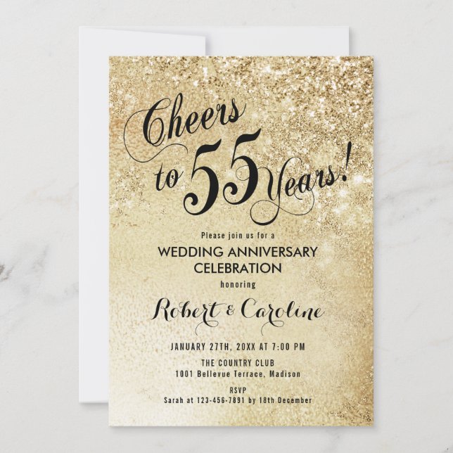55th Wedding Anniversary Gold Invitation (Front)