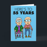 55th Wedding Anniversary Growing Old Card<br><div class="desc">Here's To 55 Years Of Growing Old Together cute 55th Wedding Anniversary card. Great for a 55th Wedding Anniversary.</div>