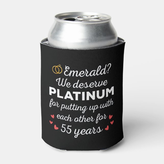 55th Wedding Anniversary I - Emerald Funny Couple Can Cooler (Can Front)