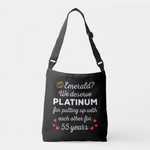 55th Wedding Anniversary I - Emerald Funny Couple Crossbody Bag