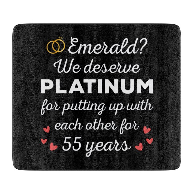 55th Wedding Anniversary I - Emerald Funny Couple Cutting Board (Front)