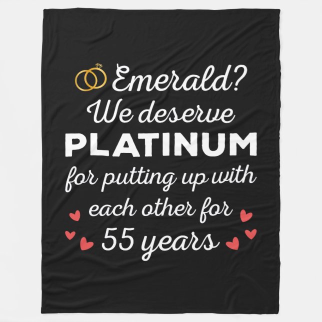 55th Wedding Anniversary I - Emerald Funny Couple Fleece Blanket (Front)