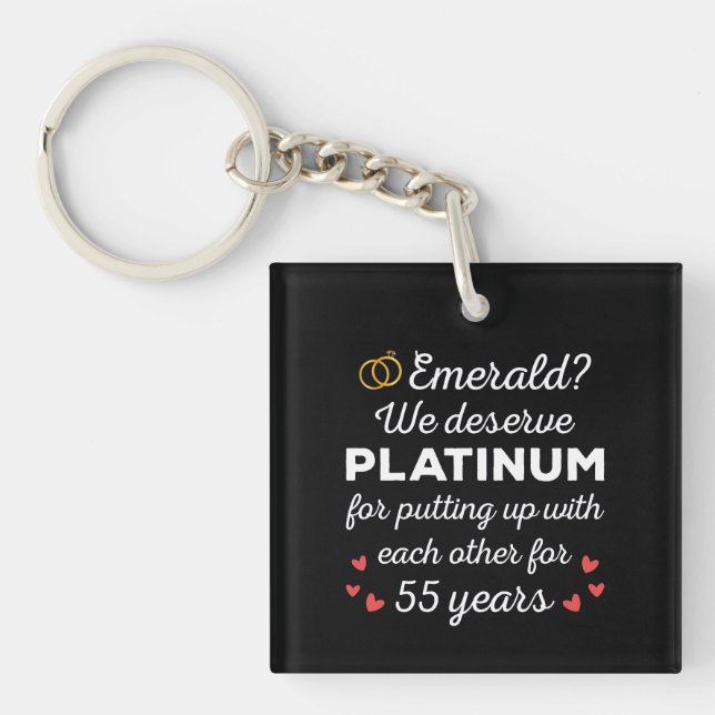 55th Wedding Anniversary I - Emerald Funny Couple Key Ring (Front)