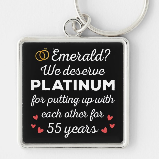 55th Wedding Anniversary I - Emerald Funny Couple Key Ring (Front)