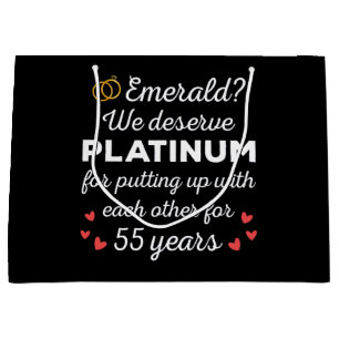 55th Wedding Anniversary I - Emerald Funny Couple Large Gift Bag