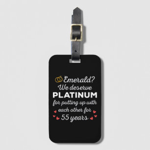 55th Wedding Anniversary I - Emerald Funny Couple Luggage Tag