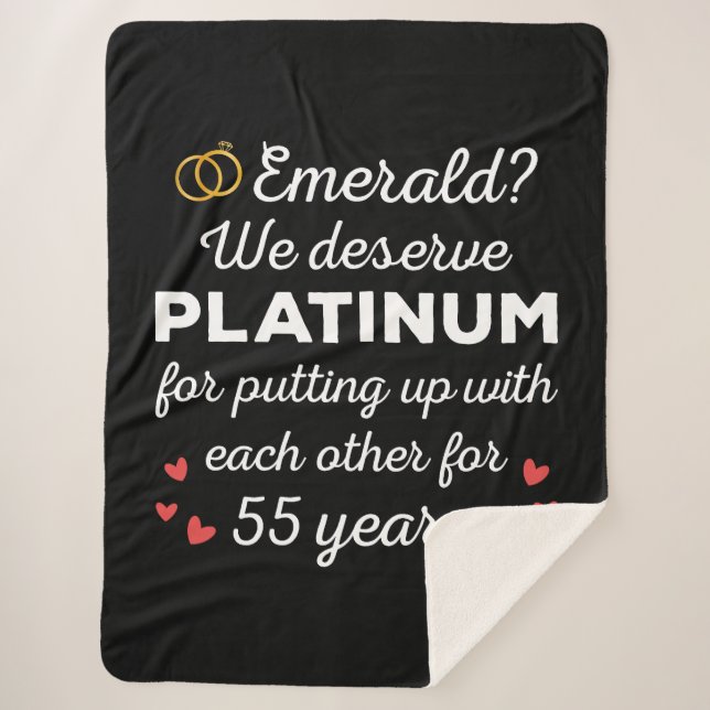 55th Wedding Anniversary I - Emerald Funny Couple Sherpa Blanket (Front)