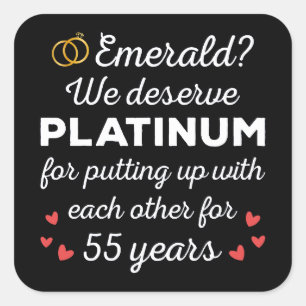 55th Wedding Anniversary I - Emerald Funny Couple Square Sticker
