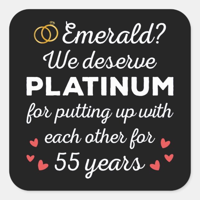 55th Wedding Anniversary I - Emerald Funny Couple Square Sticker (Front)