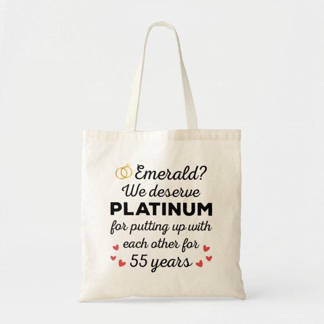 55th Wedding Anniversary I - Emerald Funny Couple Tote Bag (Front)