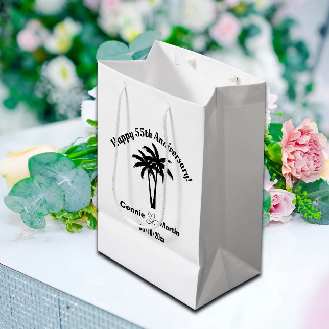 55th Wedding Anniversary Palm Trees Medium Gift Bag (Creator Uploaded)