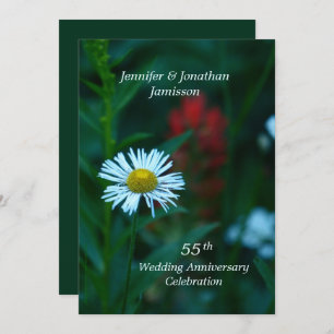 55th Wedding Anniversary Party White Daisy Names Invitation