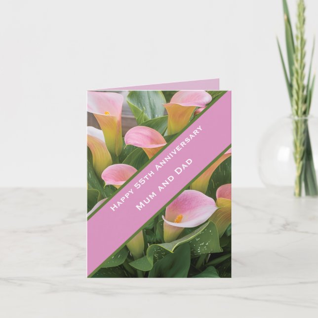 55th Wedding Anniversary Pink Calla Lily Card (Front)