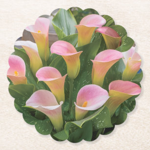 55th Wedding Anniversary Pink Calla Lily Paper Coaster