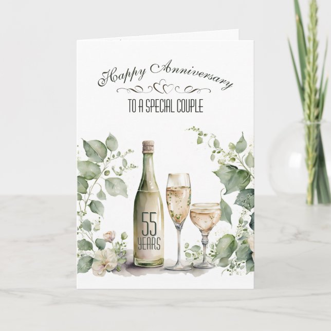 55th Wedding Anniversary Wine and Ivy   Card (Front)