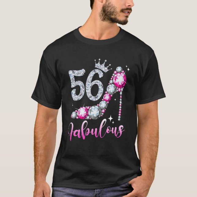56 And Fabulous 56Th Birthday High Heel Shoes Crow T-Shirt (Front)
