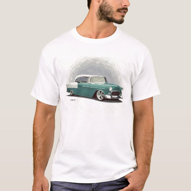 '56 Chevy Vintage Car- Turquoise T-Shirt (Front)