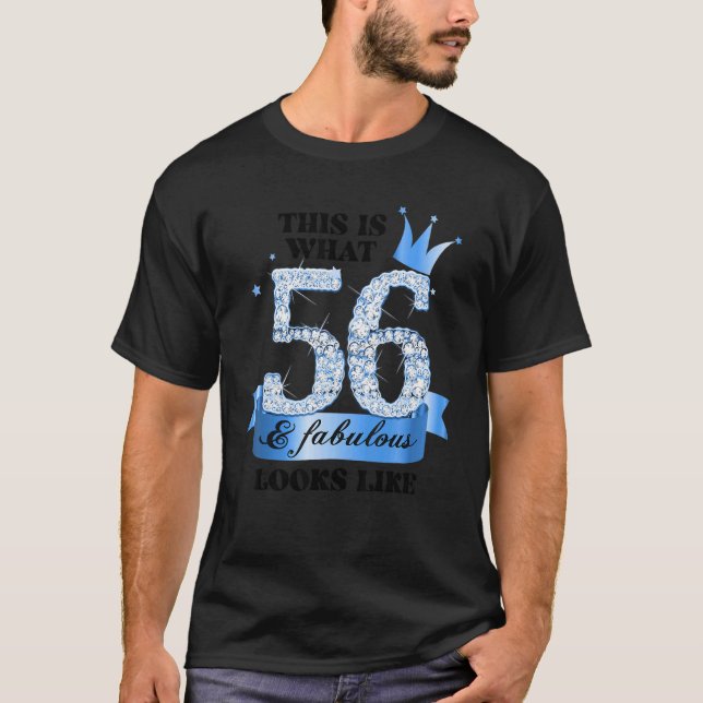 56 & Fabulous I Blue White Party Group Candid Phot T-Shirt (Front)