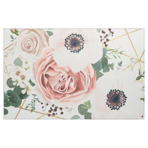 56" Inch Wide Cotton Fabric Geometric Garden Rose
