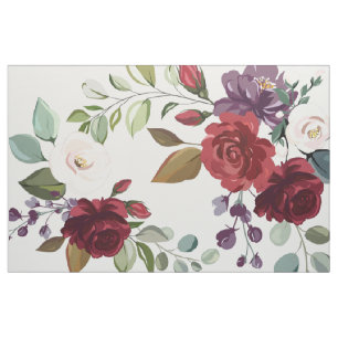 56" Inch Wide Cotton Fabric White Roses Gold Geome