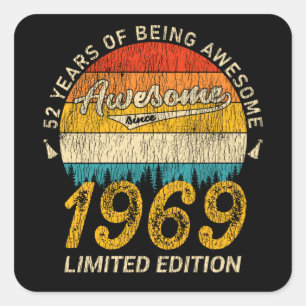 56 Year Old 1969 Retro Awesome 56th Birthday Gift Square Sticker