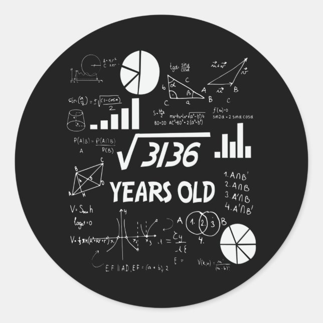 56 Year Old Bday Math Teacher 56th Birthday Gift Classic Round Sticker (Front)
