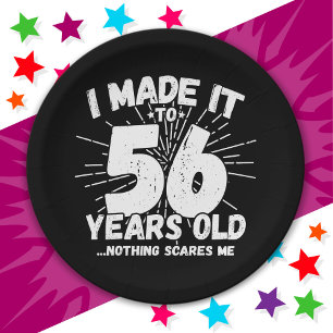 56 Year Old Sarcastic Meme Funny 56th Birthday Paper Plate