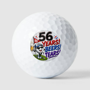 56 Years, Beers & Tears – Funny Golf Birthday Balls
