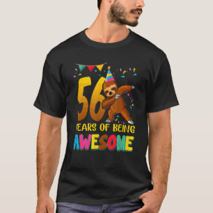56 Years Old Birthday Sloth Dabbing 56th Birthday T-Shirt