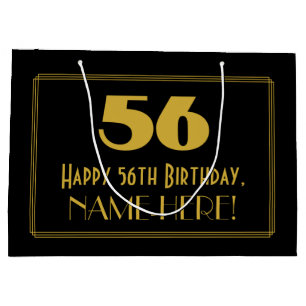 56th Birthday — Art Deco Inspired Look "56" & Na Large Gift Bag
