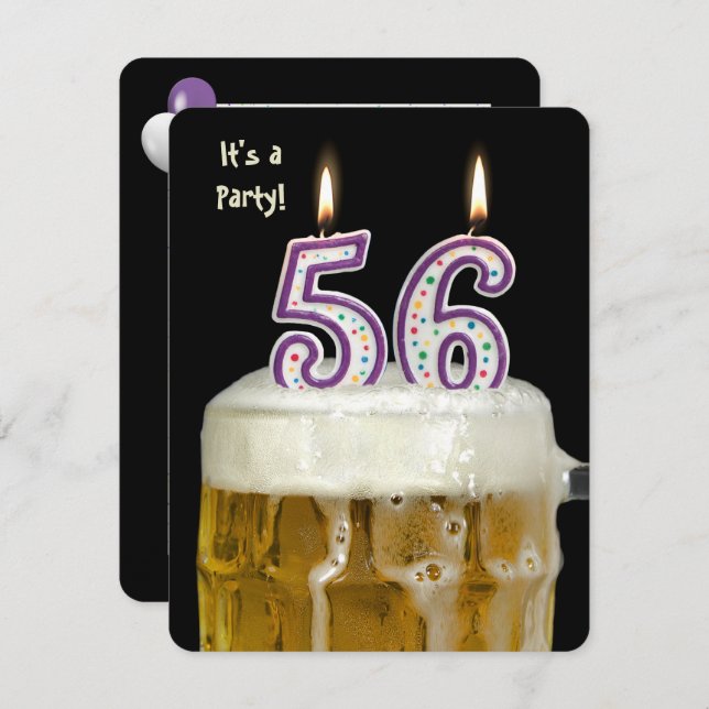 56th Birthday Beer Party Invitation (Front/Back)
