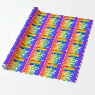 56th Birthday: Colourful, Fun Rainbow Pattern # 56 Wrapping Paper